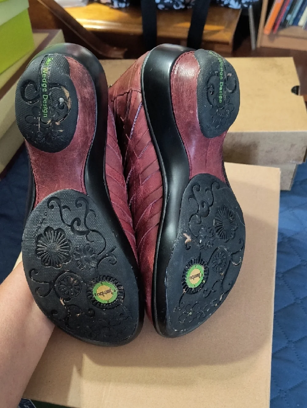 Jambu Burgundy Candy Wedge Ankle Boots - Picture 7 of 8